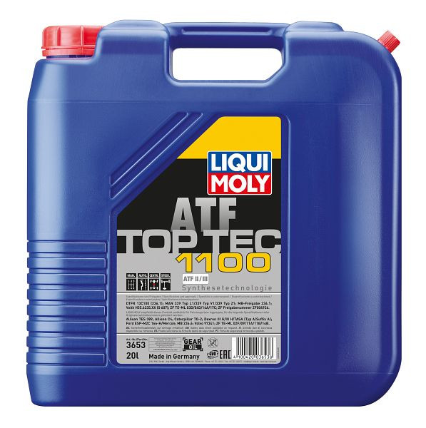 LIQUI MOLY Getriebeöl Top Tec ATF 1100, Kanister Kunststoff, VE: 20 Liter, 3653