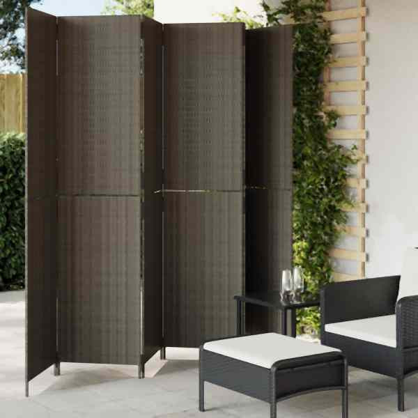 vidaXL Paravent 6-tlg. Grau Poly Rattan, 365370, 8721012244122