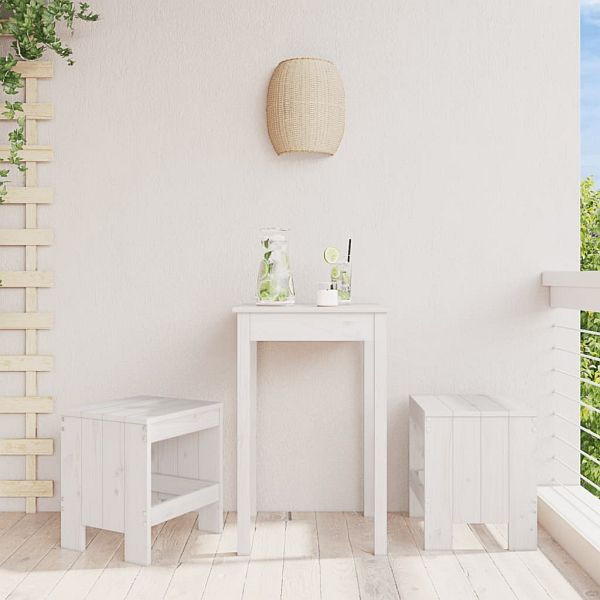 vidaXL Gartenhocker 2 Stück Weiß 40x36x45 cm Massivholz Kiefer, 825339