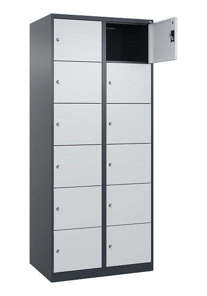 C+P Schließfachschrank Evolo PLUS, 12 Fächer, 1850x800x500mm, 7016/7035, 049000-226 S10017