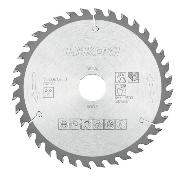 HiKOKI TCT Kreissägeblatt Holz 180x30/20 Z36 Wechselzahn, 752427