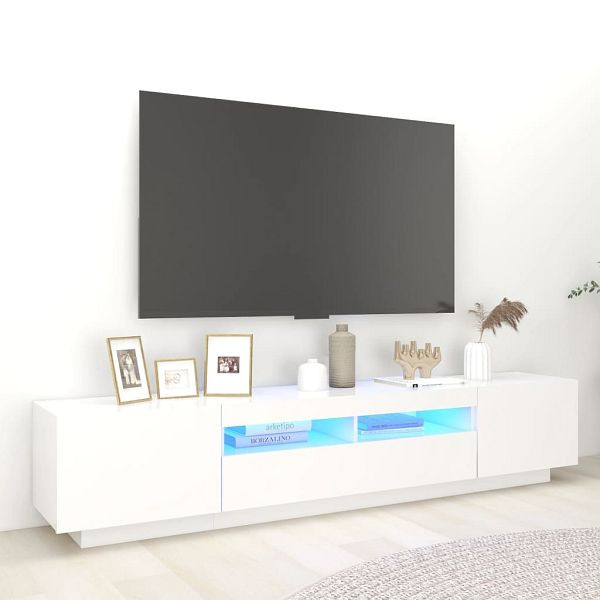vidaXL TV-Schrank mit LED-Leuchten Weiß 200x35x40 cm, 3081906