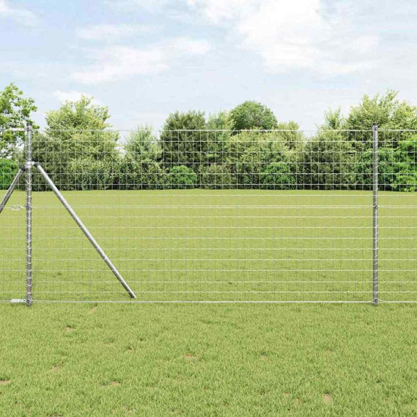 vidaXL Zaun mit Pfosten Silber 1.2 x 10 m Stahl, 3350463