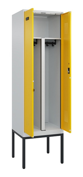 C+P PSA Doppel-Spind Evolo PLUS, Gestell, 2 Abteile, 2120x600x500mm, 7035/1023, Zylinderschloss, 0490327-20P S10028