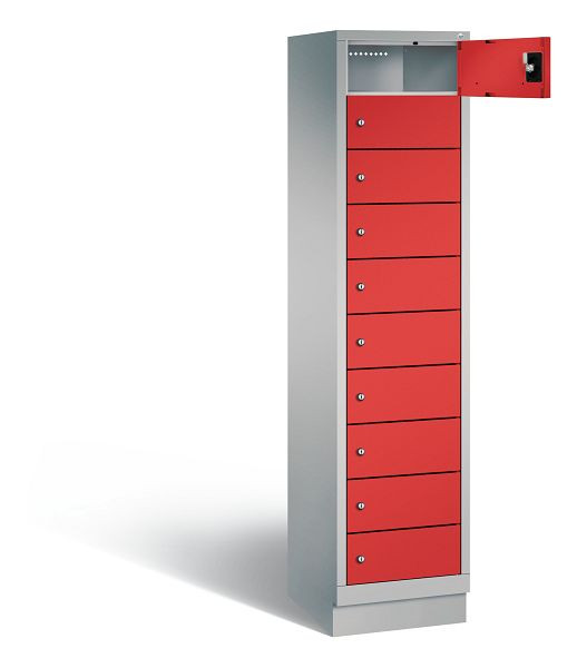 C+P Schließfachschrank Evolo, H1850xB420xT500mm, Farbe: Weißaluminium / feuerrot, 48020-1210 S10159