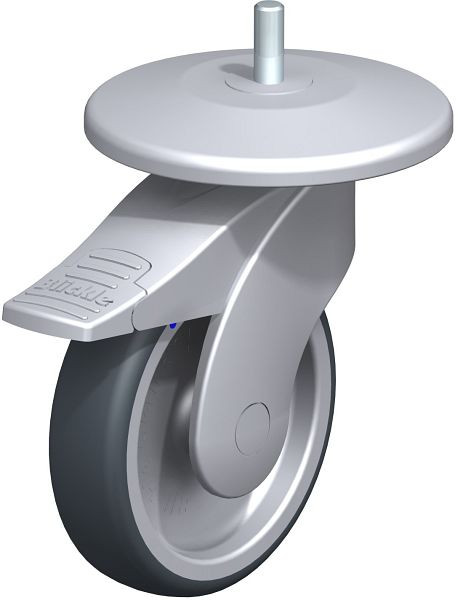 Blickle LWGX-TPA 126G-11-FI-AMGX125 Kunststoff-Lenkrolle WAVE, rostfrei, mit Abweisrad & Feststeller, Thermoplastisches Gummi-Elastomer, Grau, 849709