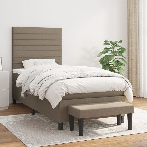 vidaXL Boxspringbett mit Matratze Taupe 80x200 cm Stoff, 3136633