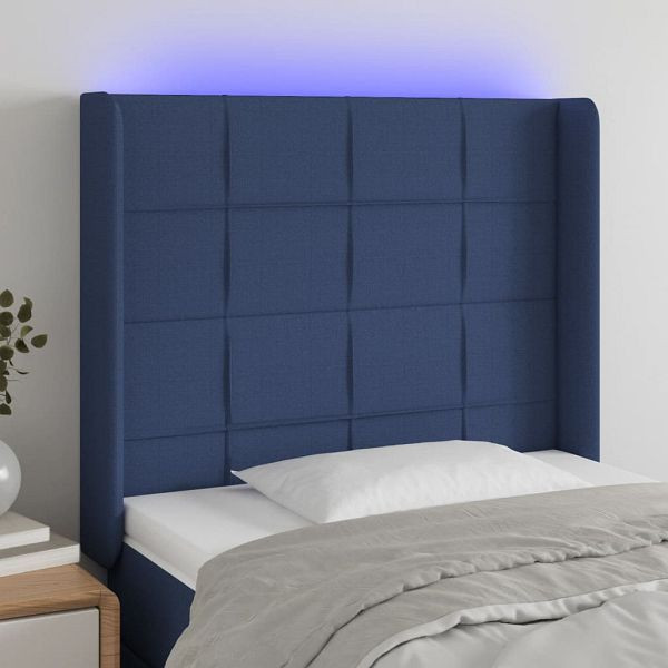 vidaXL LED Kopfteil Blau 83x16x118/128 cm Stoff, 3124028