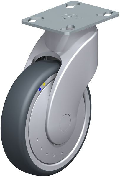 Blickle LWGXE-TPA 126XK-ELS-FK-PX25 Kunststoff-Lenkrolle WAVE, rostfrei, mit Rückenloch, Thermoplastisches Gummi-Elastomer, Grau, 745234