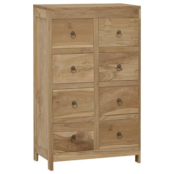 vidaXL Kommode 55x30x90 cm Massivholz Teak, Messing, 340740