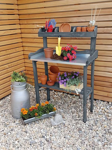 Promex Pflanztisch mit Ablage, grau, 353/81, 4012379353812