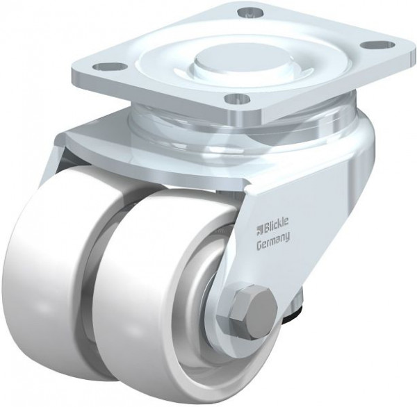 Blickle HRLHD-SPO 75K Heberolle mit integriertem Feststellfuß & Anschraubplatte, Polyamid, Weiß, 757016