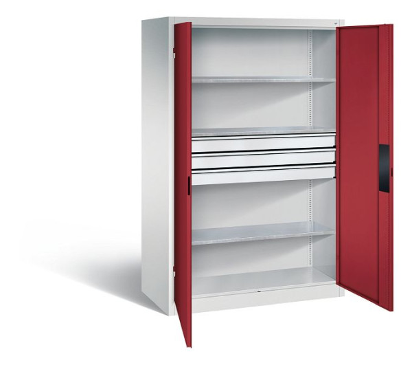 C+P Werkzeugschrank Acurado, H1950xB1200xT600mm, Farbe: Lichtgrau / Rubinrot, Muldengriff, 8932-5230 S10141