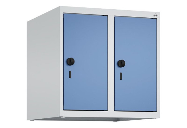 C+P Schrankaufsatz Classic PLUS, Aufsatzschrank, 7035/5023, Drehriegel, 500x500x500mm, 2 Abteile, 080090-29 S10005