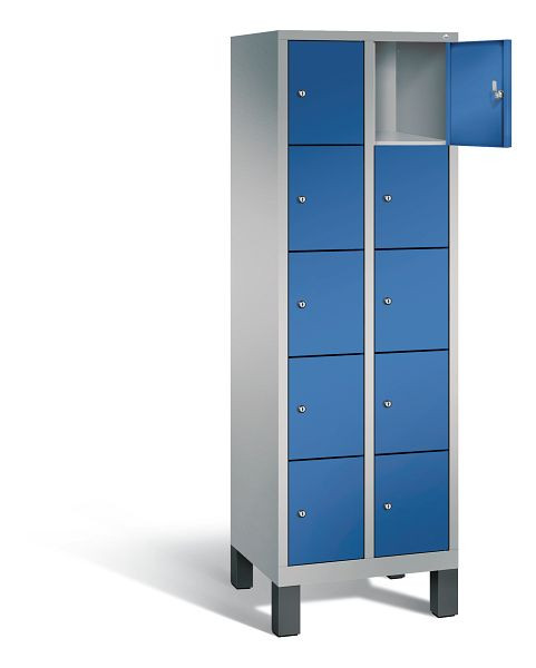 C+P Schließfachschrank Evolo, H1850xB610xT500mm, Farbe: Weißaluminium / Enzianblau, 48010-205 S10132