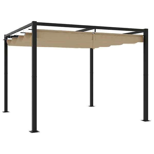 vidaXL Gartenpavillon mit Ausziehbarem Dach Taupe 3x3 m Stahl, 4003961