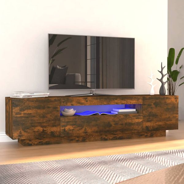 vidaXL TV-Schrank mit LED-Leuchten Räuchereiche 160x35x40 cm, 815726