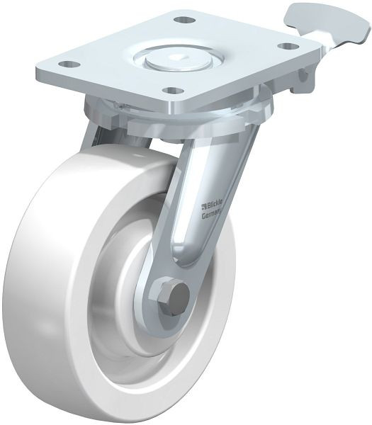 Blickle LO-SPO 160K-RI4 Stahlgeschweißte Schwerlast-Lenkrolle, Polyamid, Weiß, 853002