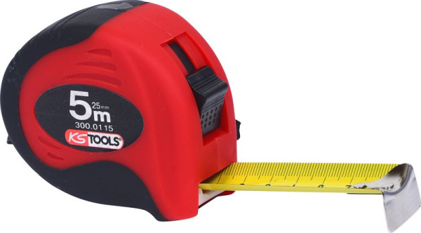 KS Tools Bandmaß mit Feststeller, schwarz-rot, 5m, 25mm, 300.0115