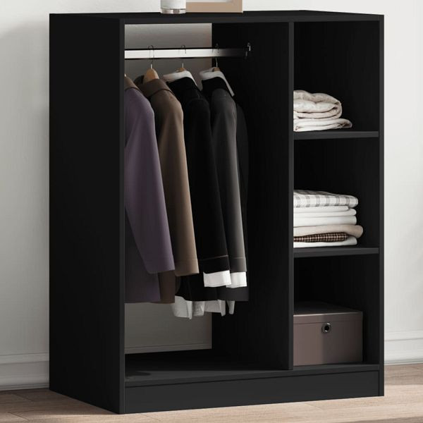 vidaXL Kleiderschrank Schwarz 77x48x102 cm Holzwerkstoff, 840808