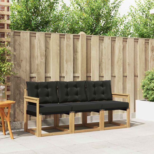 vidaXL Outdoor-Sofagarnitur mit Kissen 3-teilig Weiß und Schwarz, 3389158