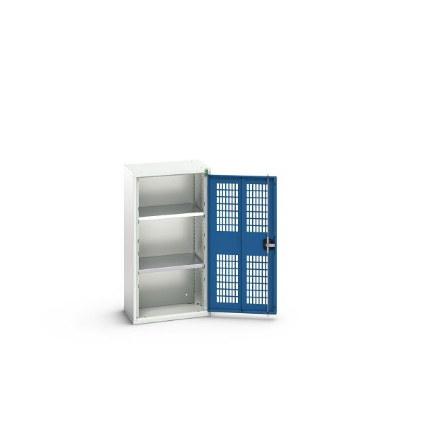 bott verso Flügeltürschrank mit Belüftung, mit 2 Fachböden, BxTxH: 525 x 350 x 1000 mm, Lichtgrau / Enzianblau, 16926712.11