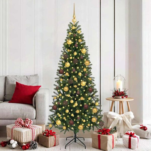 vidaXL Künstlicher Weihnachtsbaum mit 300 LEDs Grün 180 cm PE und PVC, 3397351