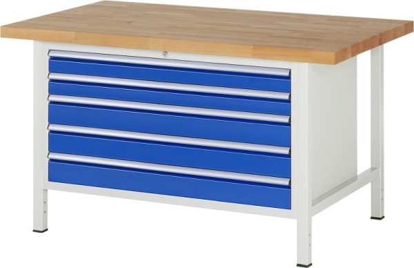 RAU Werkbank Serie 8000 - Modell 8371, B1500 x T900 x H840-1040 mm, Systemunterbau B1235 x T850 x H800-1000 mm, 03-8371A2-159B4H.11