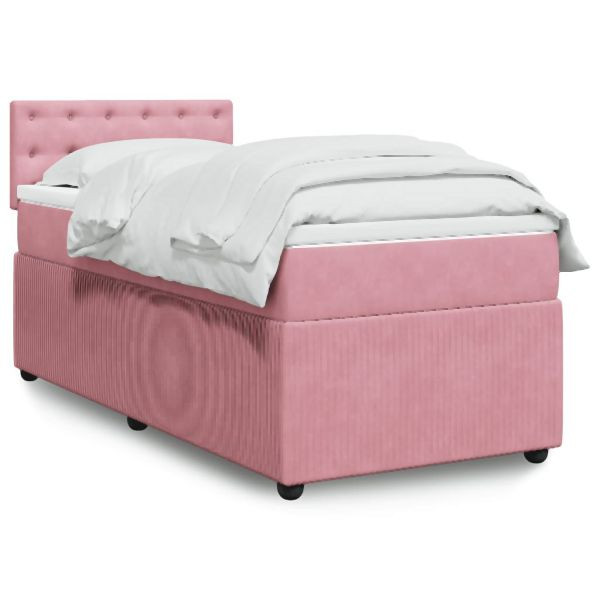 vidaXL Boxspringbett mit Matratze Rosa 90x200 cm Samt, 3289943
