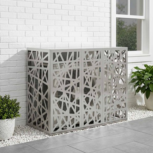 vidaXL Klimaanlagenabdeckung Silber 110 x 50 x 80 cm Verzinkter Stahl, 8014169