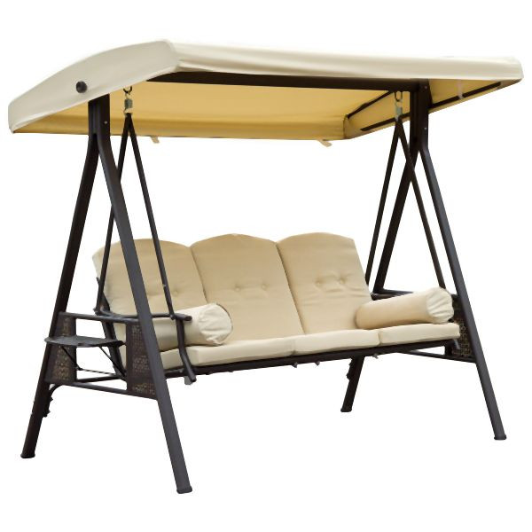 Outsunny Hollywoodschaukel, 121L x 208B x 172H cm, Beige+Braun, 84A-069, 4250871266609