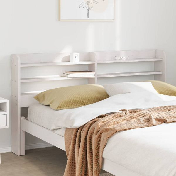 vidaXL Kopfteil mit Ablagen Weiß 150 cm Massivholz Kiefer, 850948