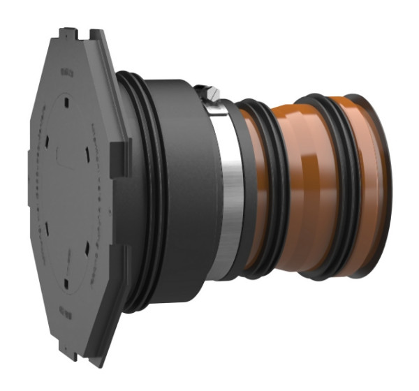 Hauff Universal-Wanddurchführung mit Anarbeitungsflansch für Doppel-/Elementwände UDME150/300 KG, 3030300237