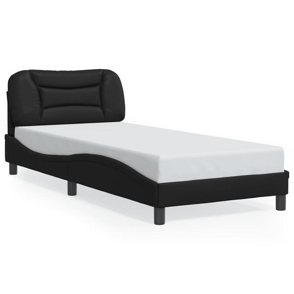 vidaXL Bettgestell mit LED Schwarz 90x200 cm Kunstleder, 3213906