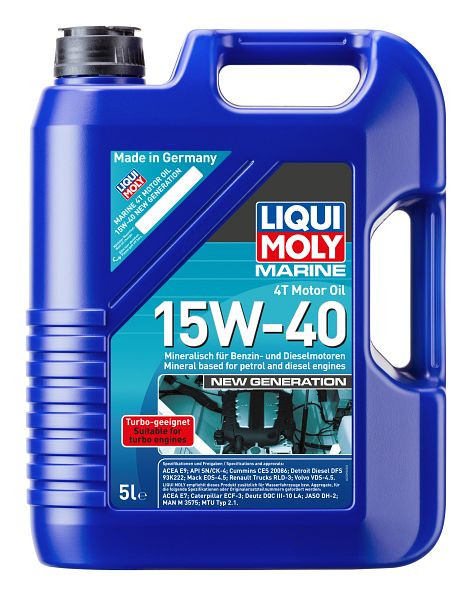LIQUI MOLY Hochleistungsschmierstoff Marine 4T Motor Oil 15W-40 New Generation, Kanister Kunststoff, VE: 5 Liter, 25090
