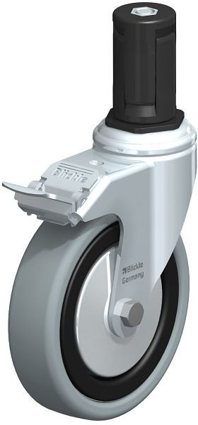 Blickle LKRA-VPA 126K-11-FI-FA-ER15 Apparate-Lenkrolle mit Expander & Feststeller, Vollgummi, Grau, 848386
