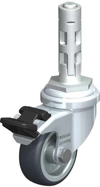 Blickle LRA-TPA 50G-FI-E01 Apparate-Lenkrolle mit Expander & Feststeller, Thermoplastisches Gummi-Elastomer, Grau, 638783