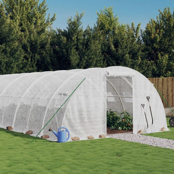 vidaXL Gewächshaus mit Stahlrahmen Weiß 24 m² 6x4x2 m, 3188073