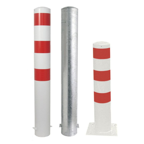 Stein HGS Stahlrohrpoller/Rammschutzpoller -Bollard-, 1200mm, zum Einbetonieren, ohne Farbe, 3 Ösen, mit schraubbarer Stahlkappe, Wandstärke: 3,2 mm, 40150-3-470.80