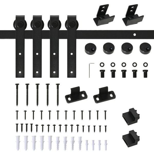 HOMCOM 183 cm Schiebetür Komplettset Schiebetürsystem mit Bodenführung, Schiebetür, B81-033