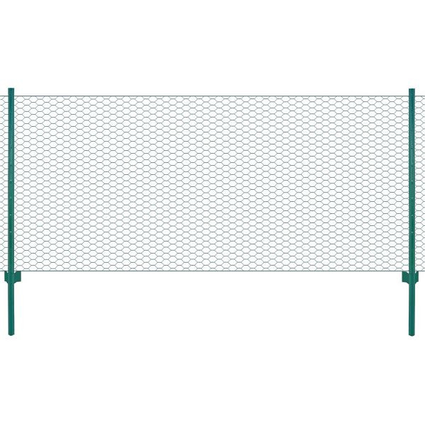 vidaXL Maschendrahtzaun mit Pfosten Stahl 25 x 0,75 m Grün, 144614