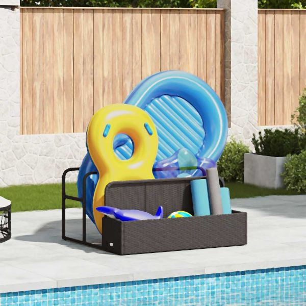vidaXL Pool Aufbewahrungsbehälter Schwarz 110x100x57 cm Poly Rattan, 4104088