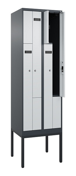 C+P Z-Spind Evolo PLUS, Gestell, 4 Fächer, 2120x600x500mm, 7016/7035, Zylinderschloss, 0490337-204 S10044