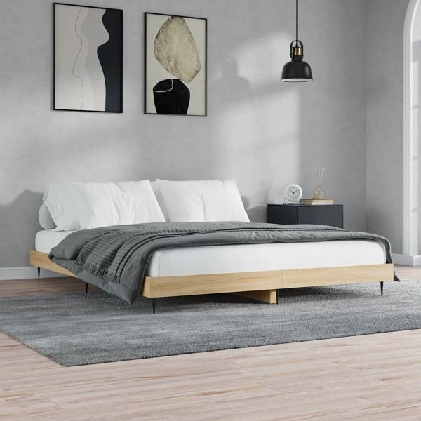 vidaXL Bettgestell Sonoma-Eiche 120x200 cm Holzwerkstoff, 832256