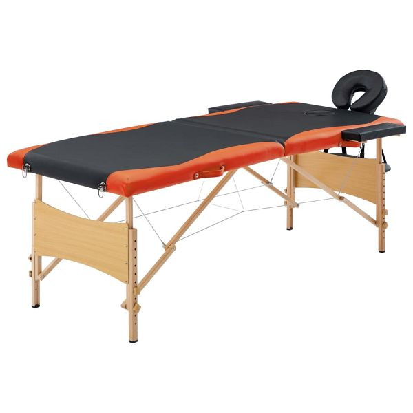 vidaXL Massageliege Klappbar 2-Zonen Holzgestell Schwarz und Orange, 110203