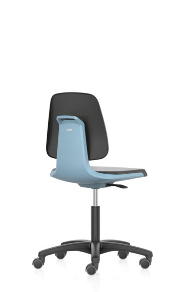 bimos Arbeitsstuhl Labsit mit Rollen, Sitzhöhe 450-650 mm, Supertec, Sitzschale blau, 9123-SP01-3277