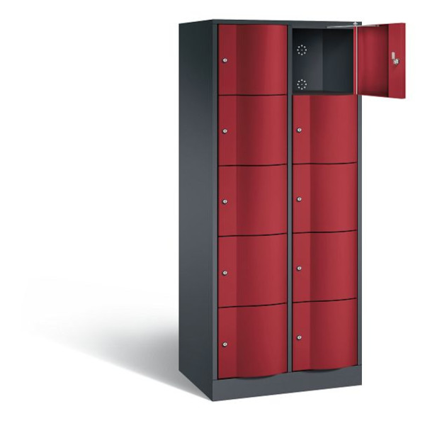 C+P Schließfachschrank Resisto, H1950xB772xT540mm, Farbe: Schwarzgrau / Rubinrot, 8570-272 S10381