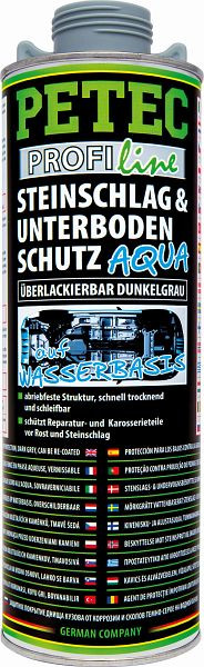 Petec Steinschlag- & Unterbodenschutz Wasserbasis, Dunkelgrau, 1.000ml, VE: 6 Stück, 73710