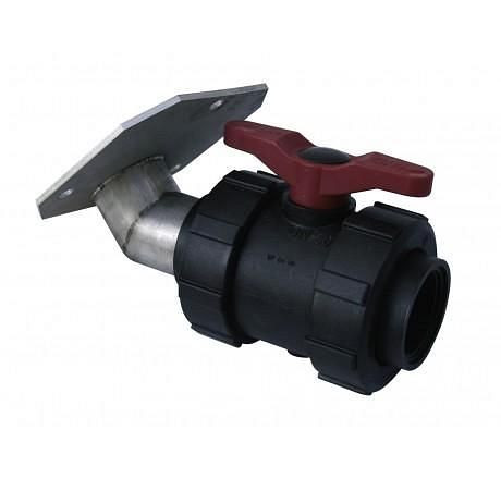 Cemo PVC-Kugelhahn R 1 mit Edelstahlflansch 100 mm, 6453