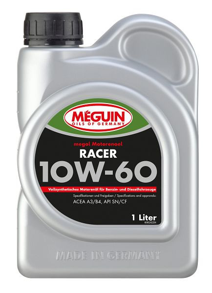 Meguin megol Motorenöl RACER SAE 10W-60 (vollsynthetisch), Kanister Kunststoff, VE: 1 Liter, 6524
